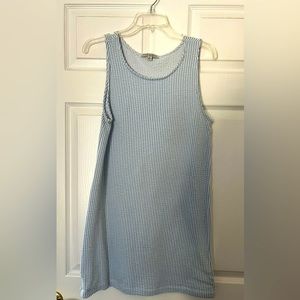 Blue and white seersucker dress